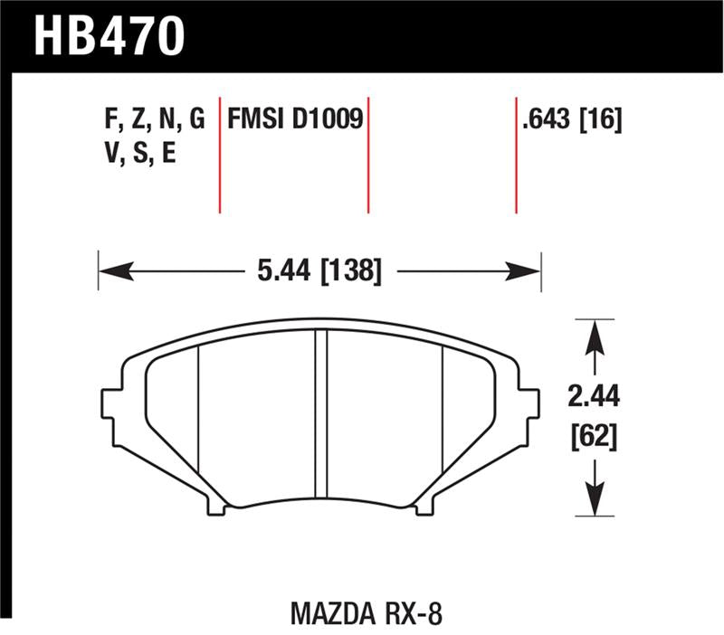 Hawk Performance Hawk 04-09 RX8 Blue 9012 Race Front Brake Pads D1009