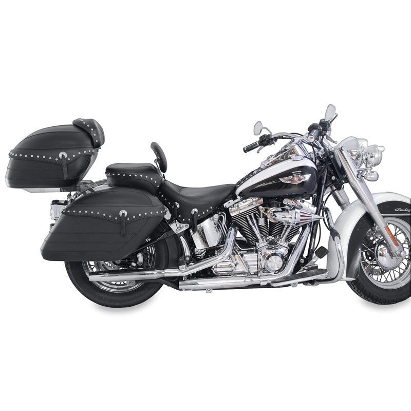 Mustang Motorcycle Mustang 06-17 Harley Softail Wide Tire (200mm) Wide Touring Recessed Passenger Seat w/Studs - Black