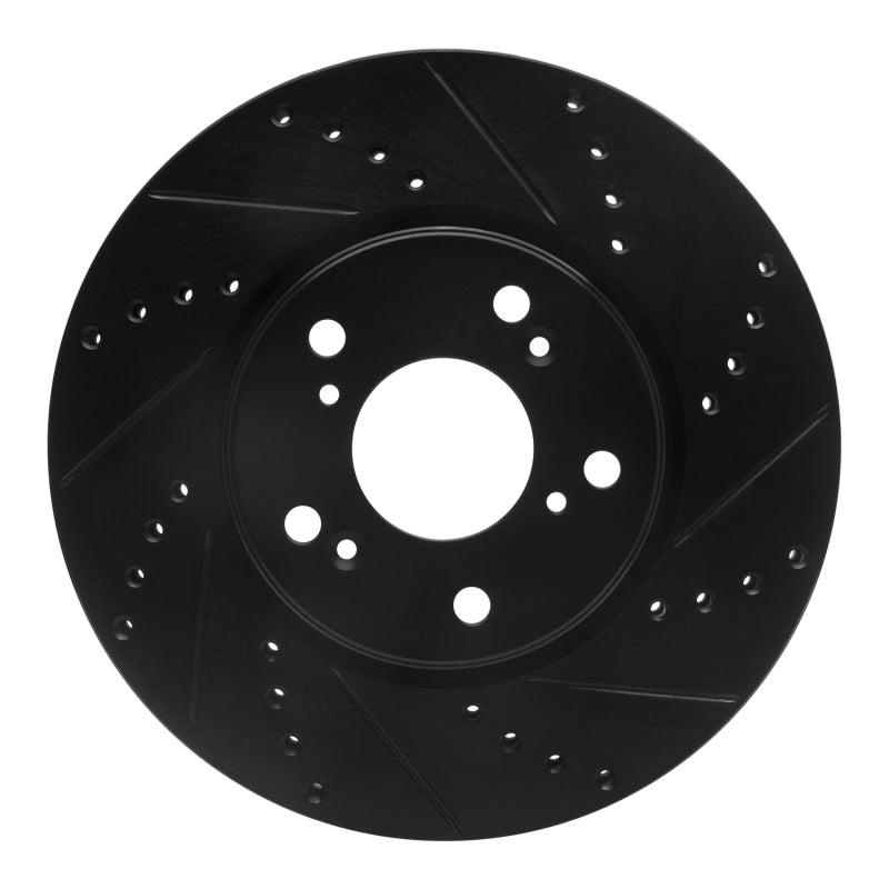 R1 Concepts R1 13-22 Honda Accord Coupe Front Right Drilled & Slotted Black Brake Rotor