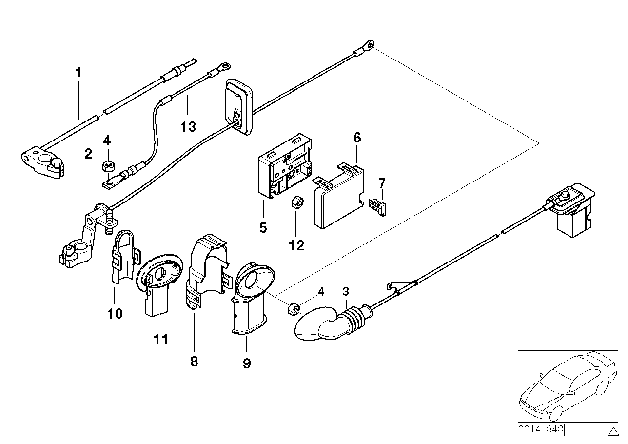 Genuine BMW 61126910542 E46 E83 Battery Cable (Plus Pole) (Inc. 318Ci, X3 3.0sd & 318td)