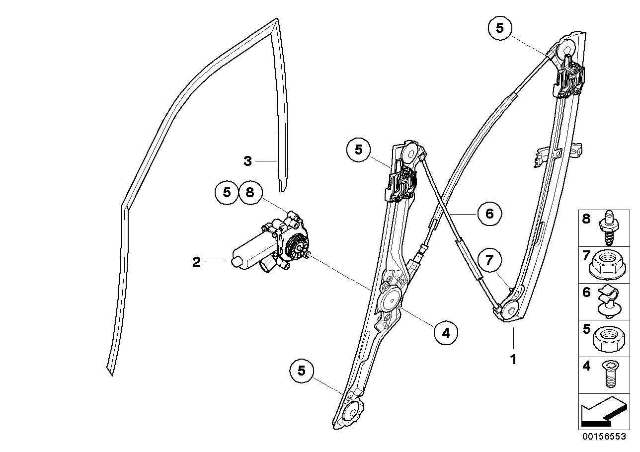 Genuine BMW 51337166380 E70 Window Lifter, Electric, Front Right (Inc. X5)