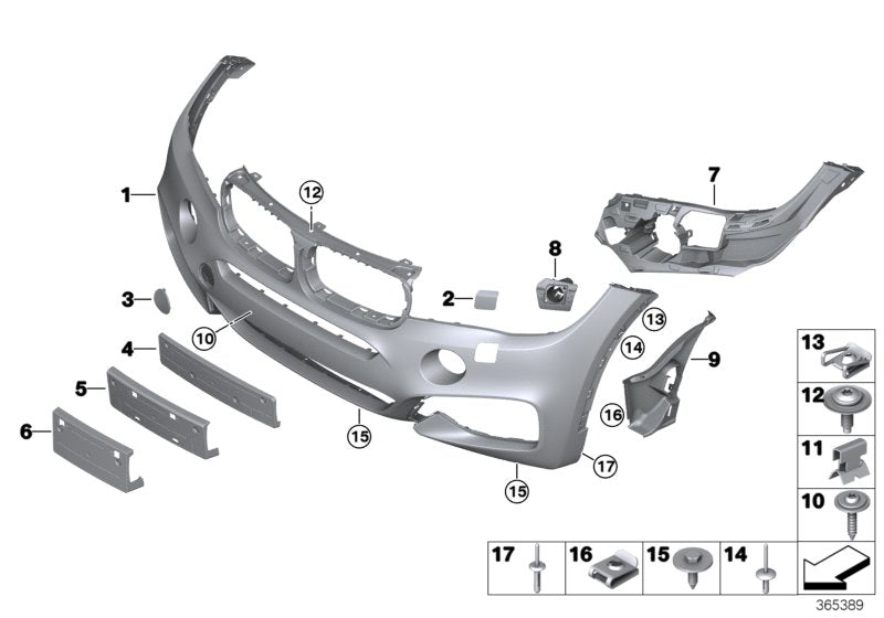 Genuine BMW 51118065884 F16 TriCover, Bumper, Primed, Front M / PDC (Inc. X6) | UK Car Parts