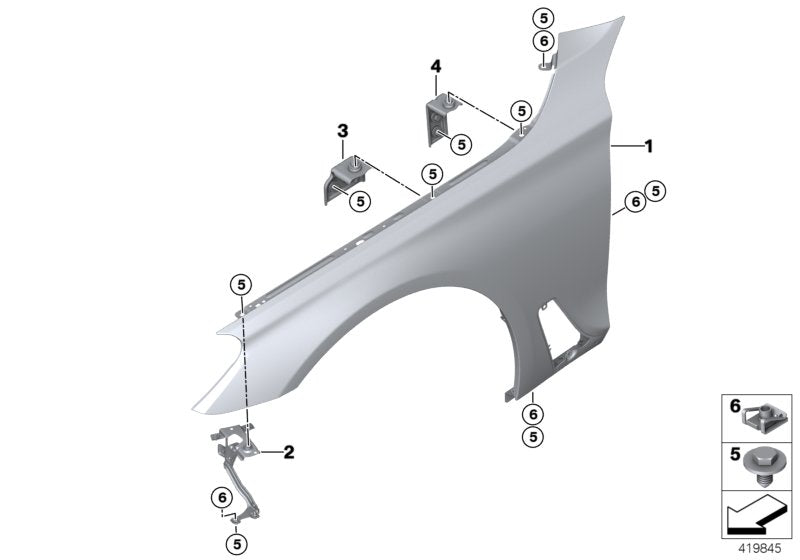 Genuine BMW 41007481064 G32 Side Panel Bracket, Front Right 1 (Inc. 630iX, 630dX & 640iX)