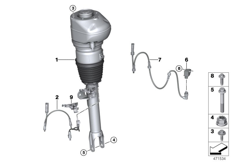 Genuine BMW 37106899039 G11 Rp Air Suspension Strut Front Left HIGH (Inc. 750i & 750Li)