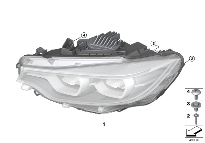Genuine BMW 63117478535 F36 F32 F83 Headlight, Led, Ahl, Left (Inc. 425d, 420dX & 440i) |