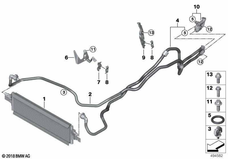 Genuine BMW 17228654910 Transmission Oil Cooler Line, Flow