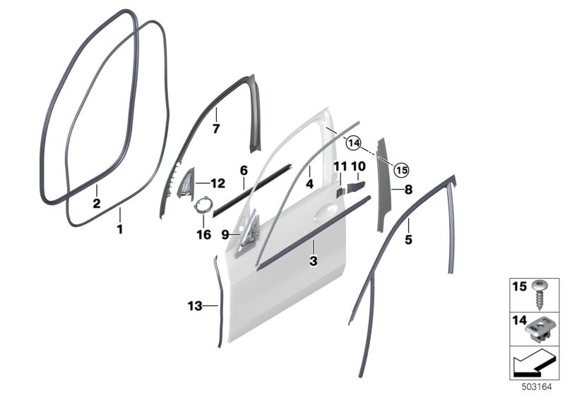Genuine BMW 51337428671 G05 G07 Window Guide, Left Front Door (Inc. X7)