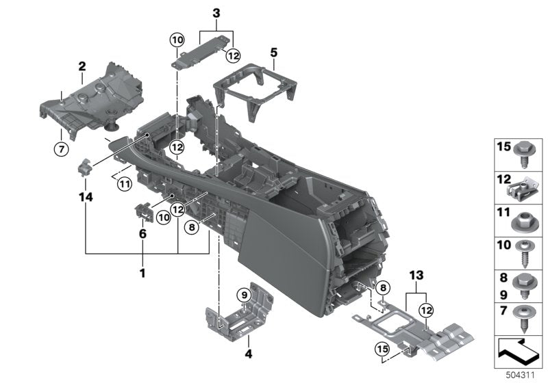 Genuine BMW 51169108361 G05 Center Console ELFENBEINWEISS (Inc. X5)