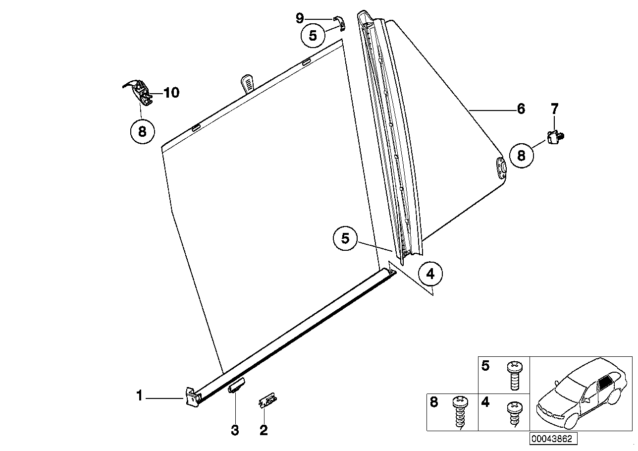 Genuine BMW 51168266358 E53 Right Rear Door Sun Blind DUNKELGRAU (Inc. X5)