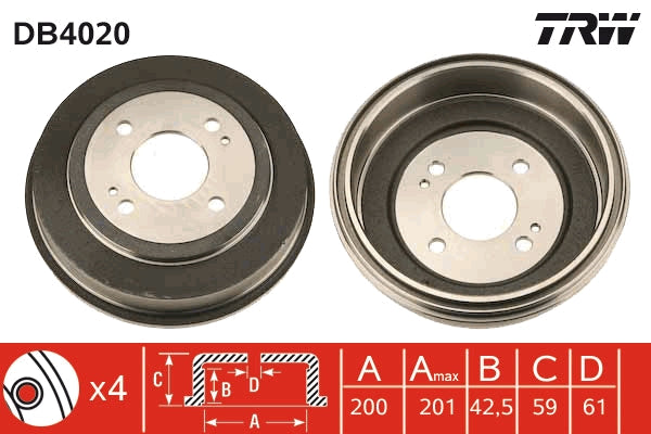 TRW MOTO DB4020 Brake Drum
