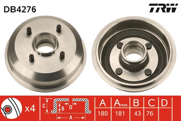 TRW MOTO DB4276 Brake Drum