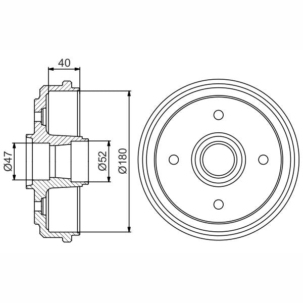 BOSCH 0986477192 Brake Drum - 1 piece