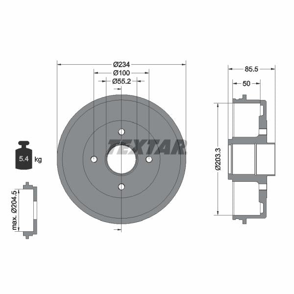 TEXTAR 94019600 Brake Drum