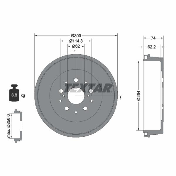 TEXTAR 94038600 Brake Drum