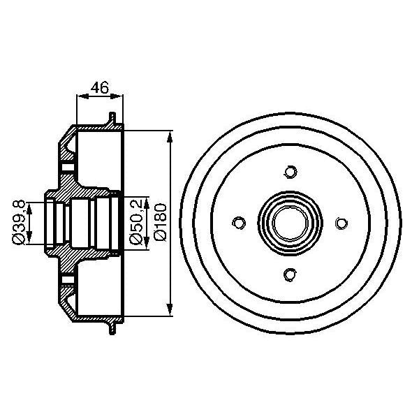 BOSCH 0986477015 Brake Drum - 1 piece
