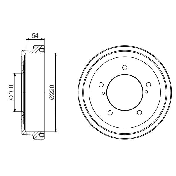 BOSCH 0986477236 Brake Drum - 1 piece