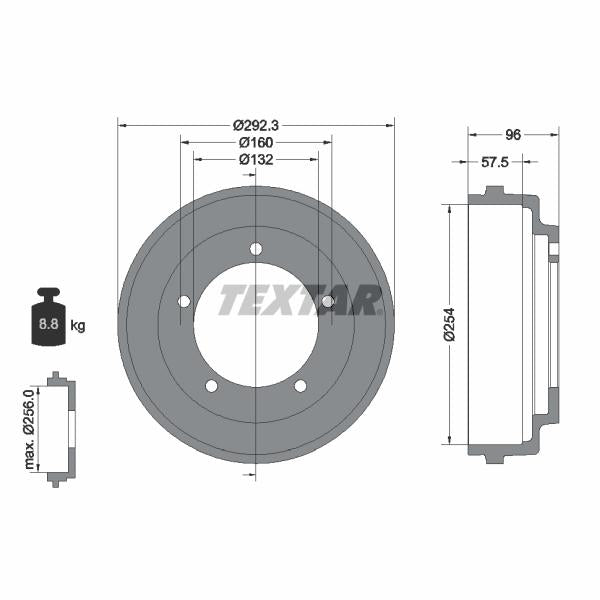 TEXTAR 94013200 Brake Drum