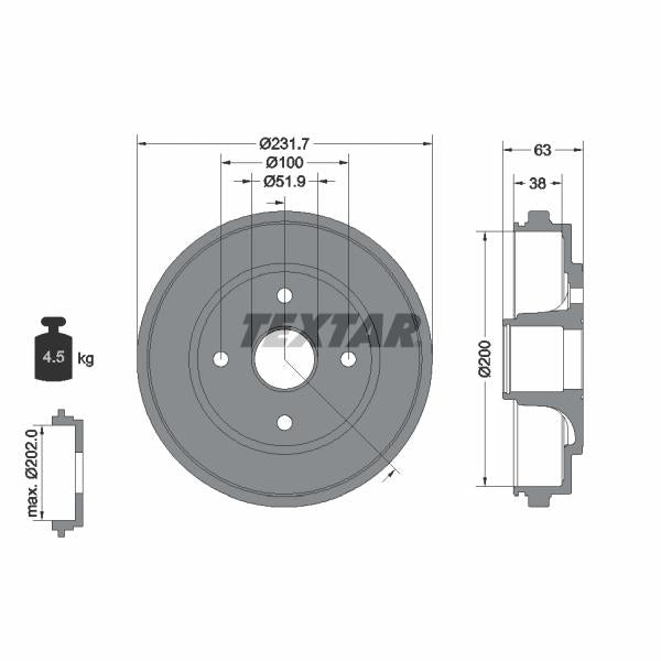 TEXTAR 94033200 Brake Drum