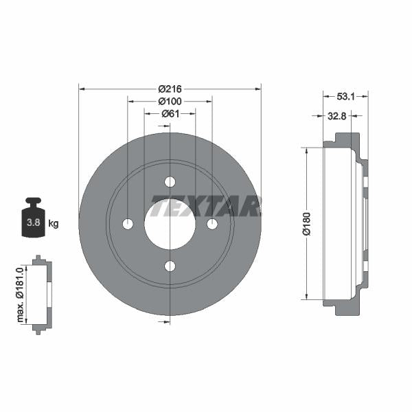 TEXTAR 94024500 Brake Drum