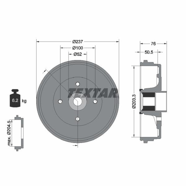 TEXTAR 94041400 Brake Drum