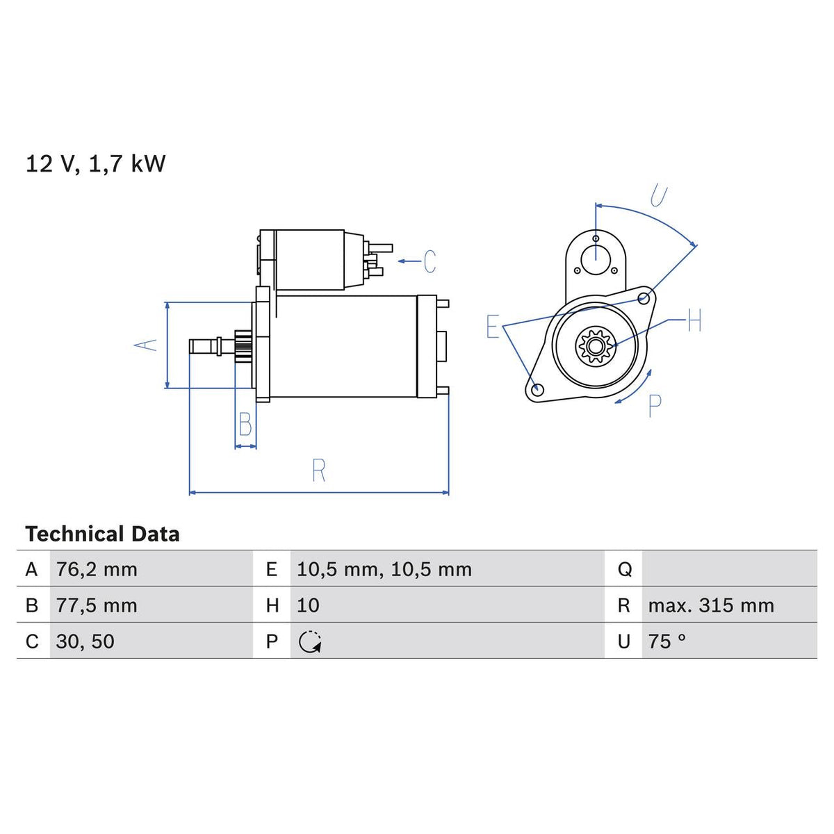 BOSCH 0986016250 Starter