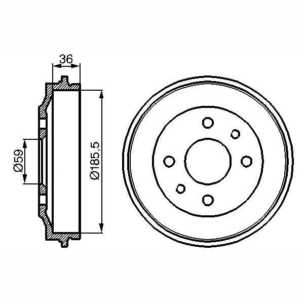 BOSCH 0986477055 Brake Drum - 1 piece