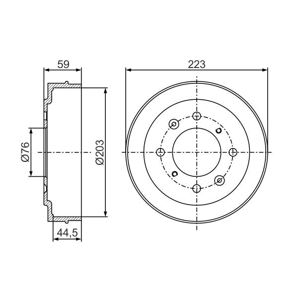 BOSCH 0986477234 Brake Drum - 1 piece