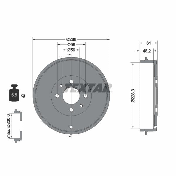 TEXTAR 94014000 Brake Drum