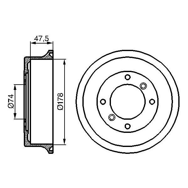 BOSCH 0986477062 Brake Drum - 1 piece