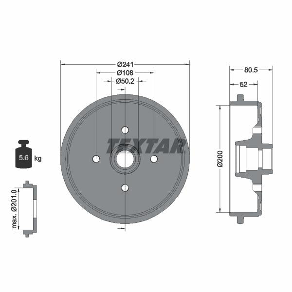 TEXTAR 94020500 Brake Drum