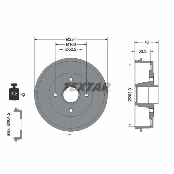 TEXTAR 94019700 Brake Drum