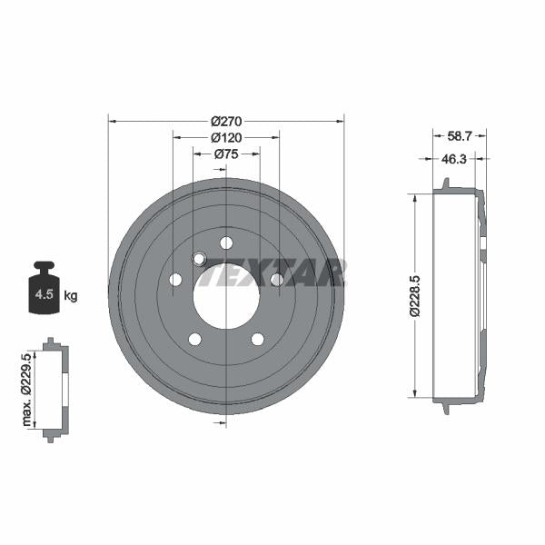 TEXTAR 94012500 Brake Drum