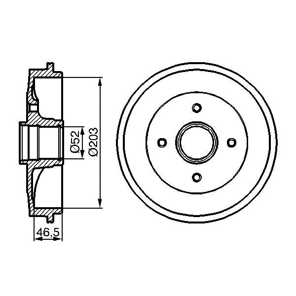 BOSCH 0986477124 Brake Drum - 1 piece