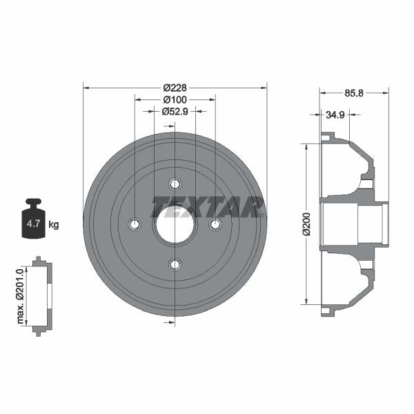 TEXTAR 94024100 Brake Drum