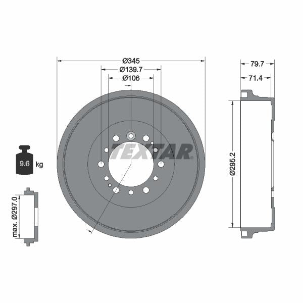 TEXTAR 94043400 Brake Drum