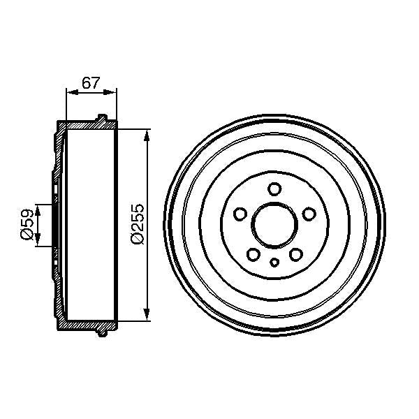 BOSCH 0986477144 Brake Drum - 1 piece