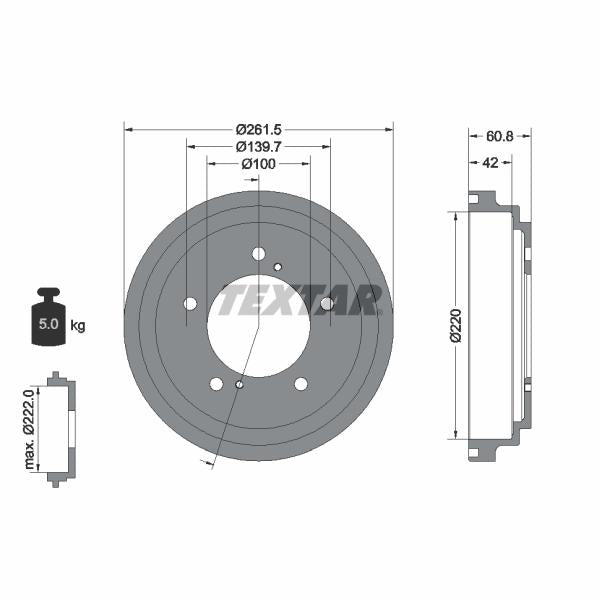TEXTAR 94036600 Brake Drum