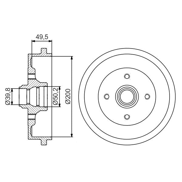 BOSCH 0986477267 Brake Drum - 1 piece
