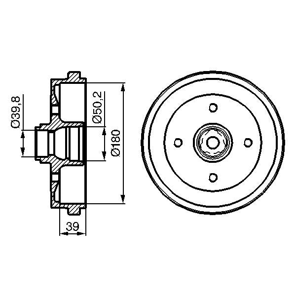 BOSCH 0986477111 Brake Drum - 1 piece