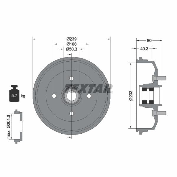 TEXTAR 94042600 Brake Drum