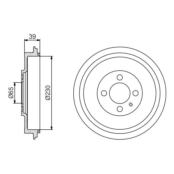BOSCH 0986477194 Brake Drum - 1 piece