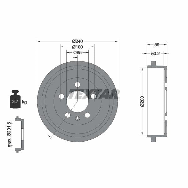 TEXTAR 94023800 Brake Drum