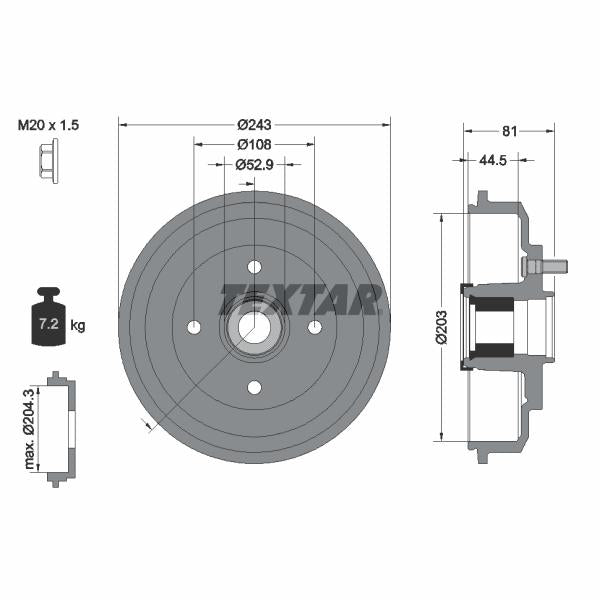TEXTAR 94041300 Brake Drum