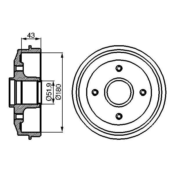BOSCH 0986477020 Brake Drum - 1 piece