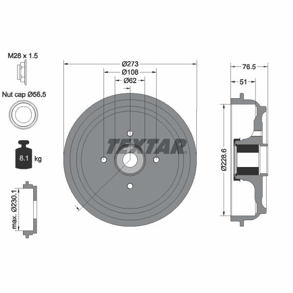 TEXTAR 94037900 Brake Drum