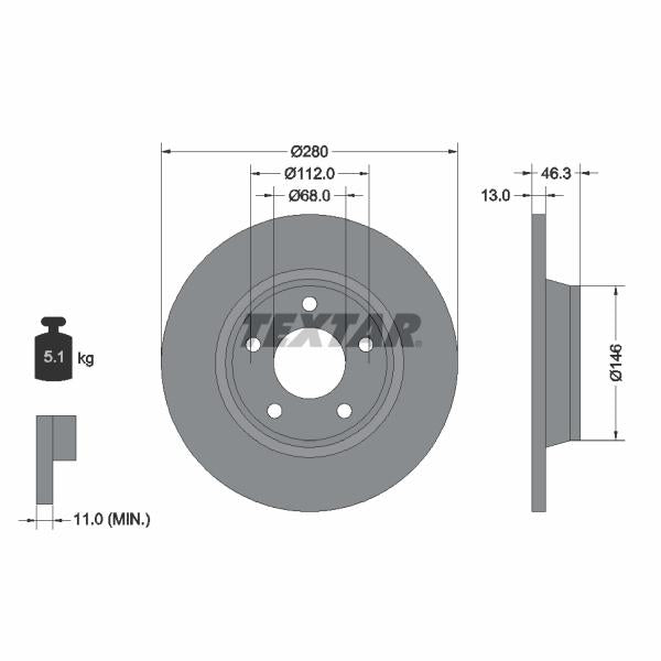 TEXTAR 92071605 Brake Disc