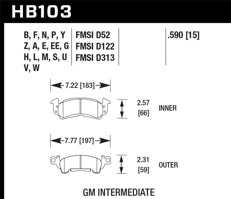 Hawk Performance Hawk GMC / Chevy / Buick / Cadillac / DTC-50 Front Race Brake Pads