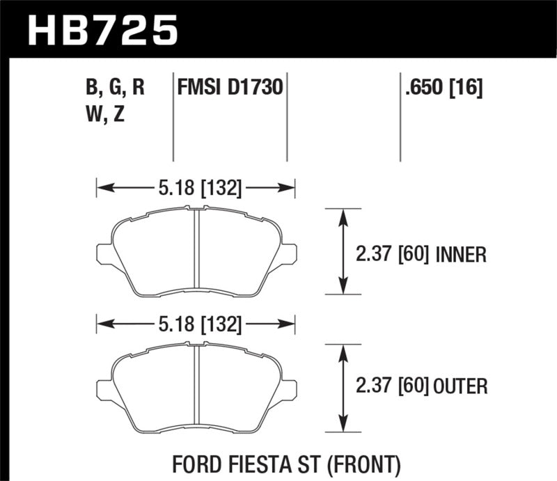 Hawk Performance Hawk 14-16 Ford Fiesta ST HP+ Street Front Brake Pads