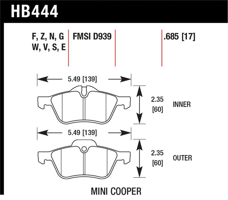 Hawk Performance Hawk 02-06 Mini Cooper / Cooper S HP+ Street Front Brake Pads