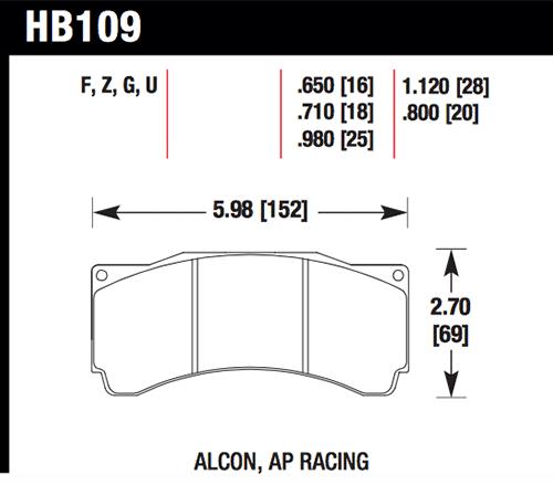 Hawk Performance Hawk AP Racing Alcon DTC-60 Race Brake Pads